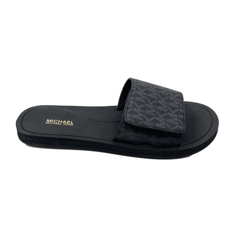 Michael Kors MK Signature Logo Print Wade Slide (Black, 11, 